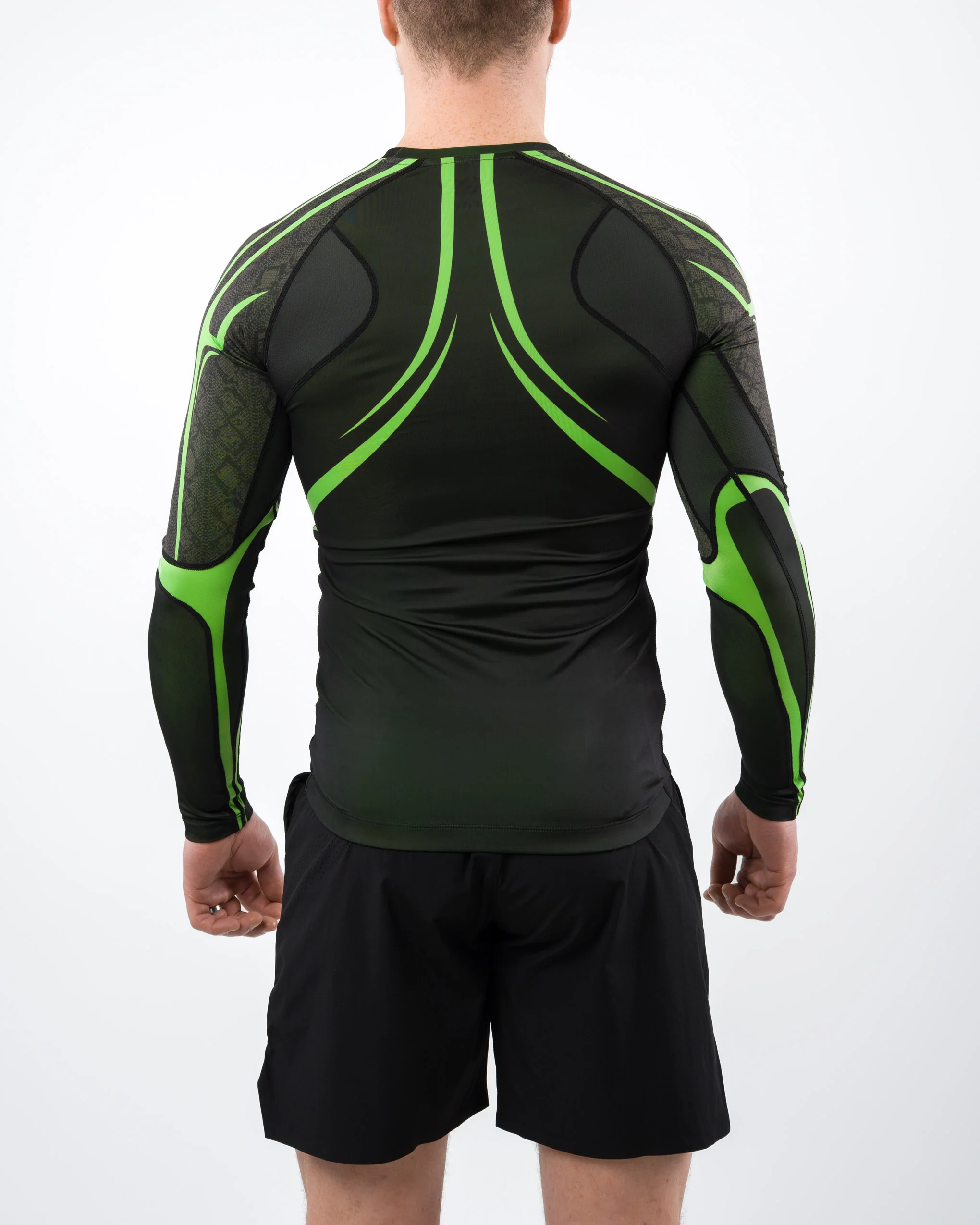 Anaconda Evolution Long Sleeve Rashguard in Black & Green for BJJ - Image 4
