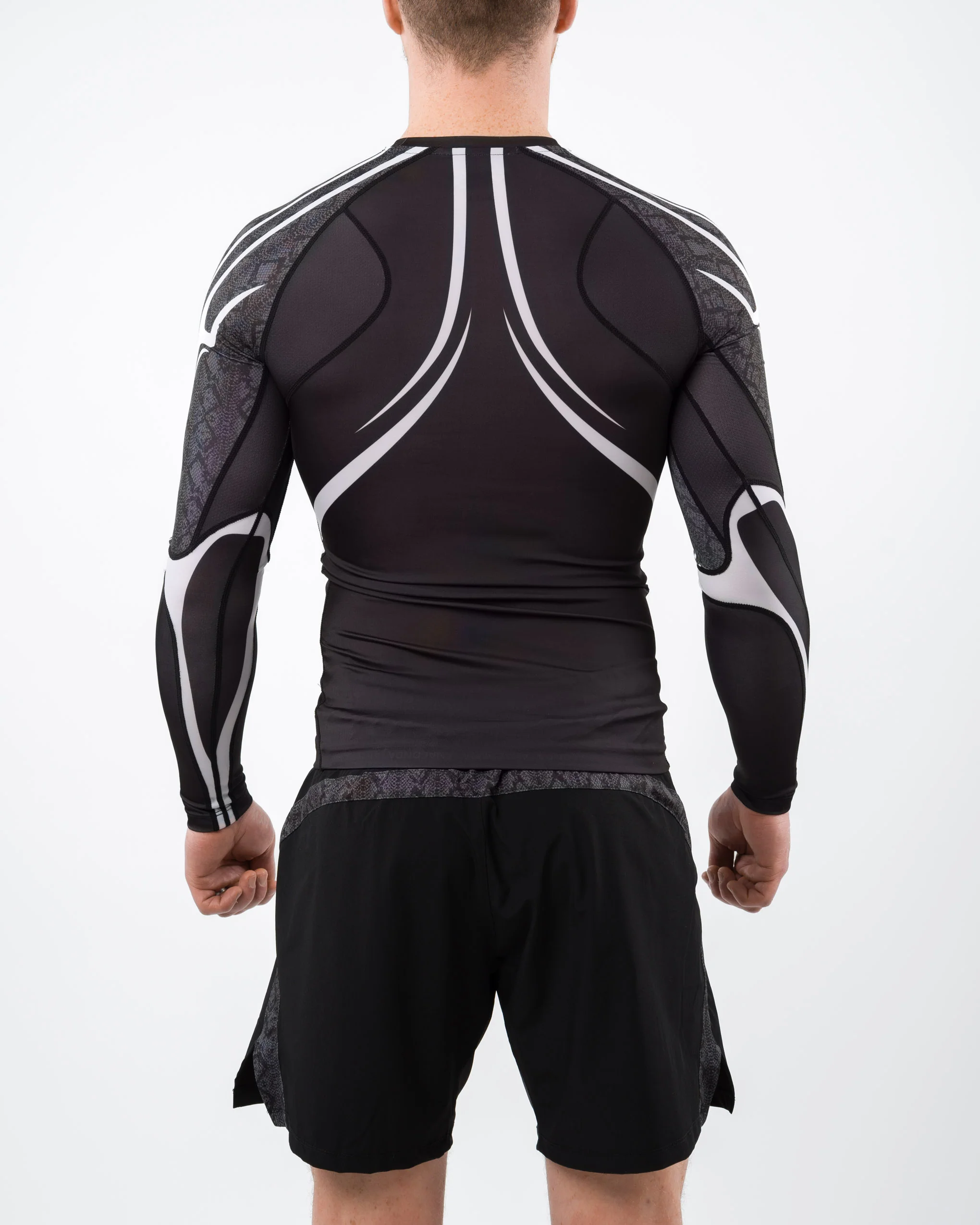 Anaconda Long Sleeve Fighter Rashguard Black White for MMA Training - Image 3