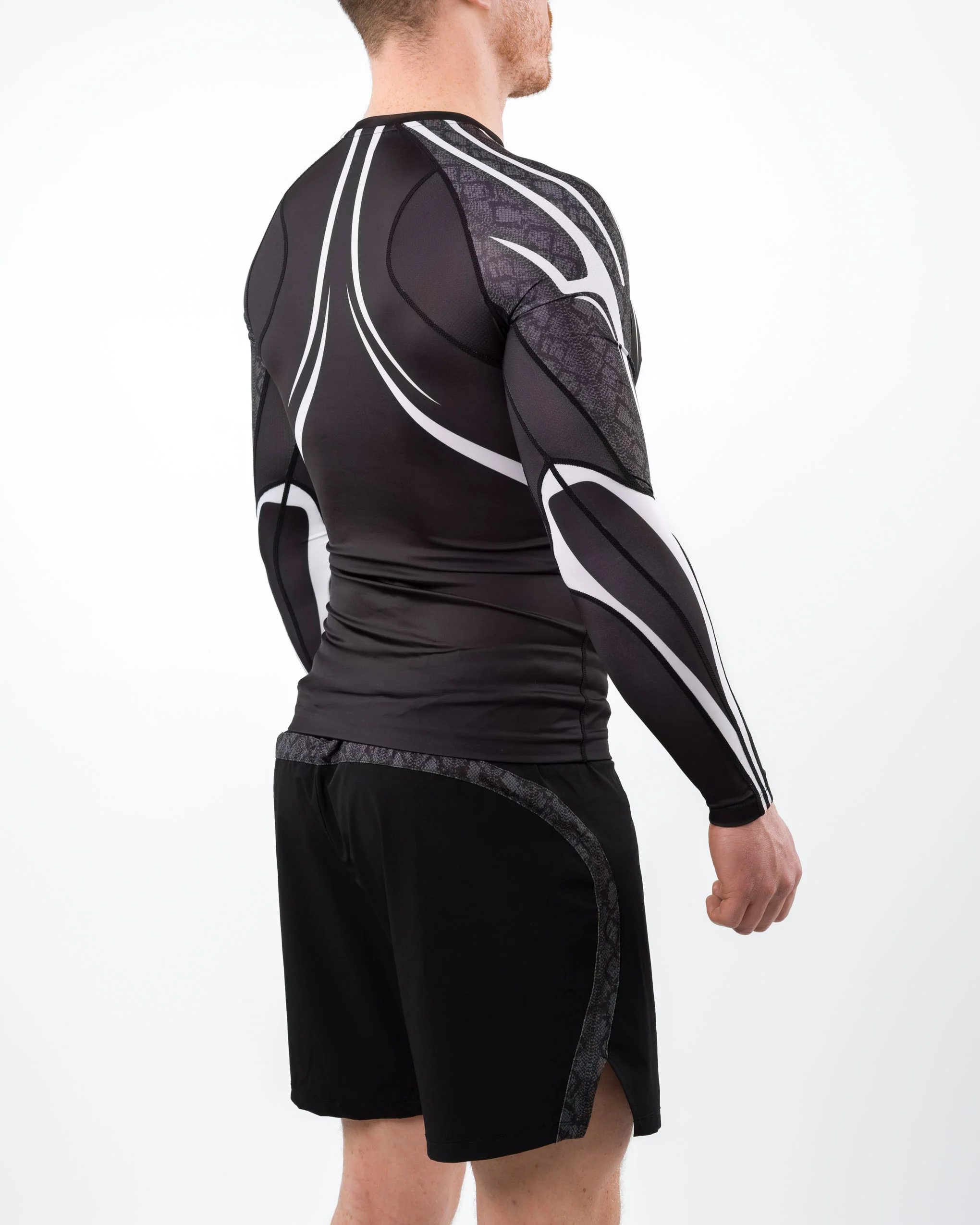 Anaconda Long Sleeve Fighter Rashguard Black White for MMA Training - Image 4