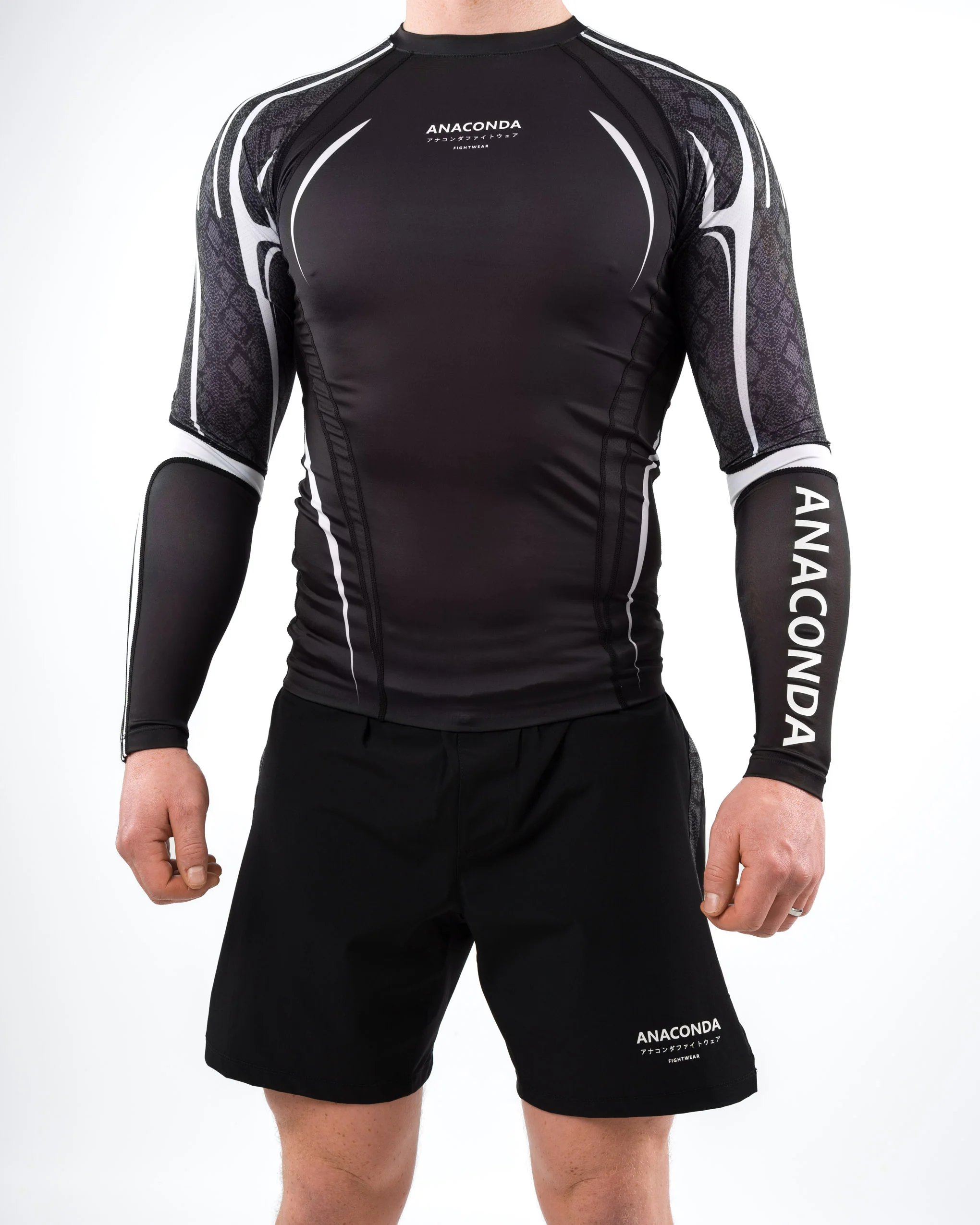 Anaconda Long Sleeve Fighter Rashguard Black White for MMA Training - Image 5