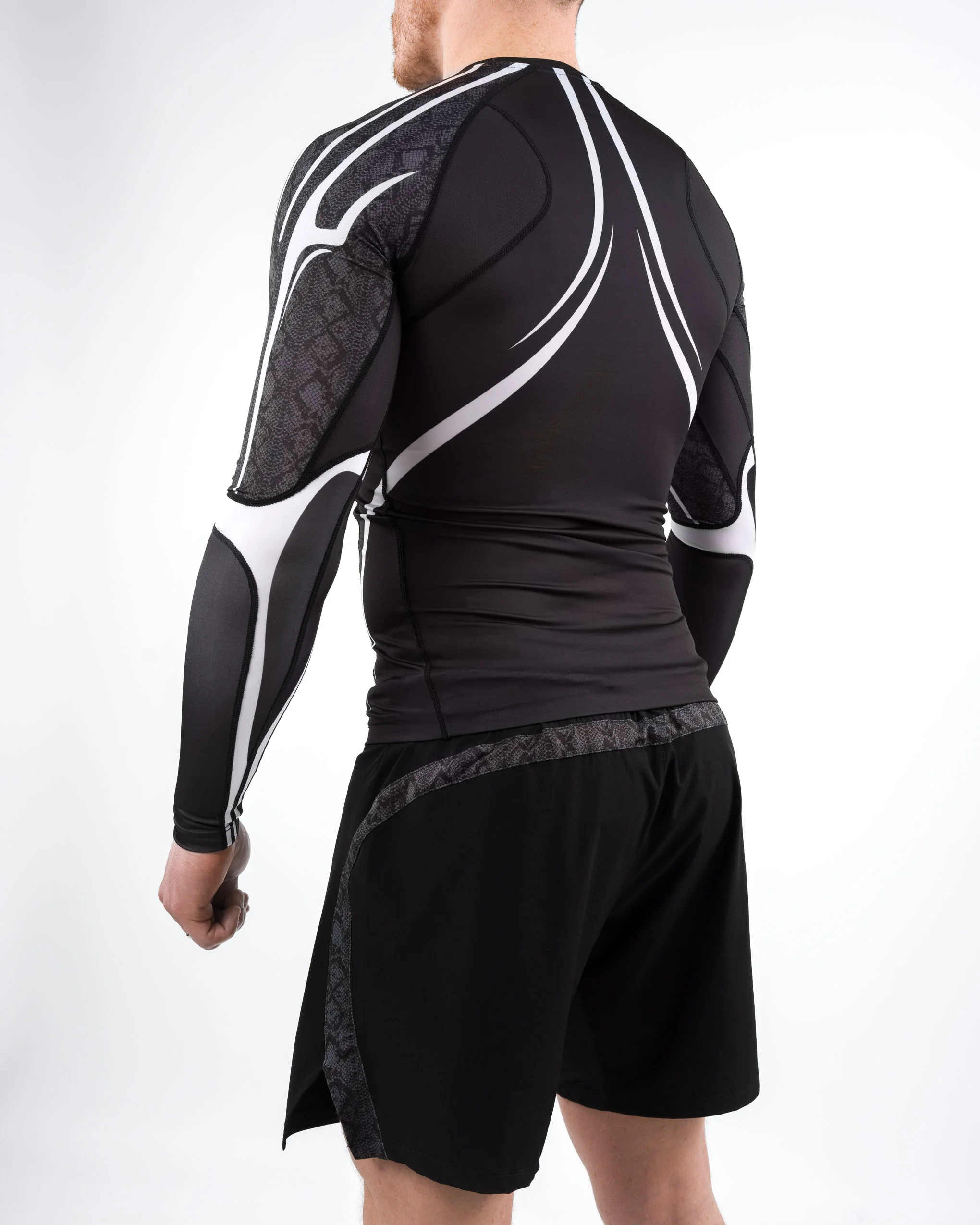 Anaconda Long Sleeve Fighter Rashguard Black White for MMA Training - Image 7