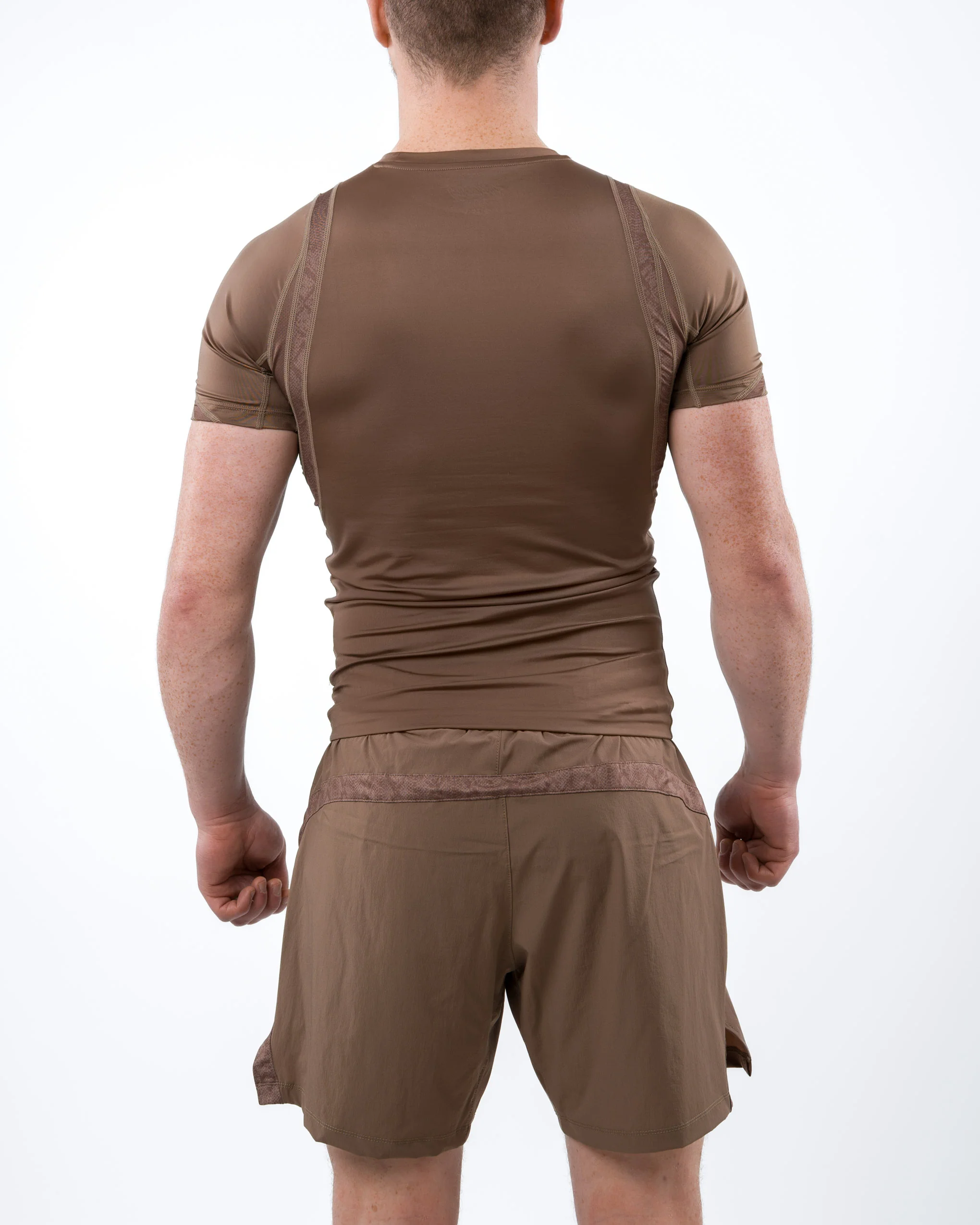 Anaconda Short Sleeve Fighter Rashguard in Brown for MMA Training - Image 4
