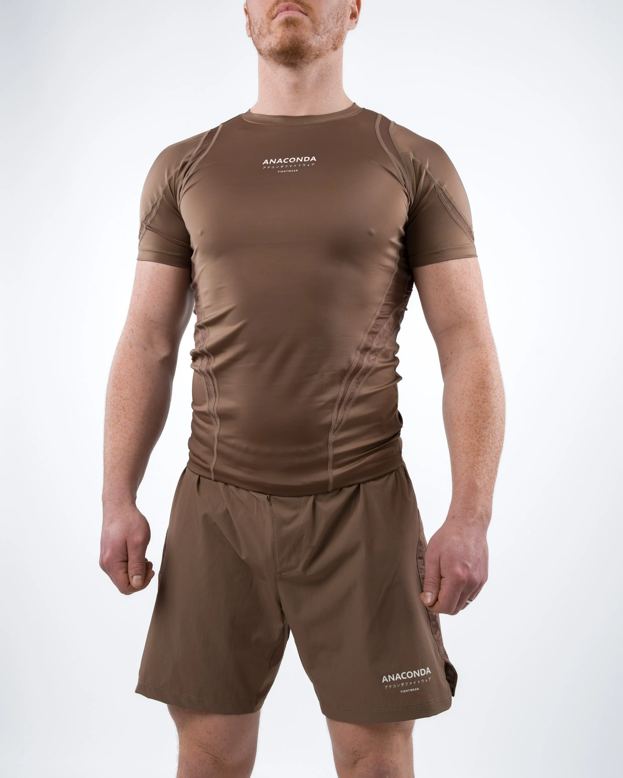 Anaconda Short Sleeve Fighter Rashguard in Brown for MMA Training - Image 5