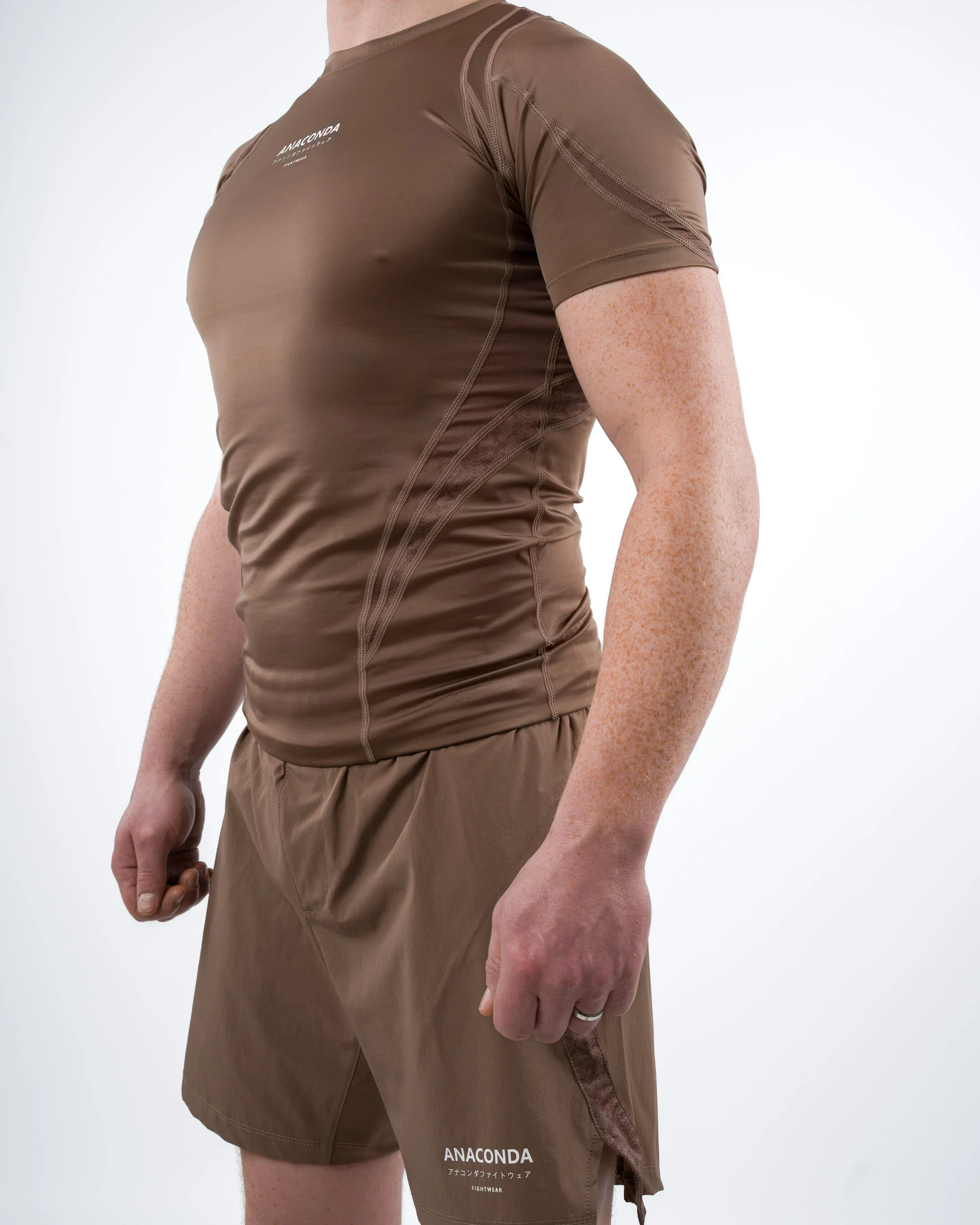 Anaconda Short Sleeve Fighter Rashguard in Brown for MMA Training - Image 7